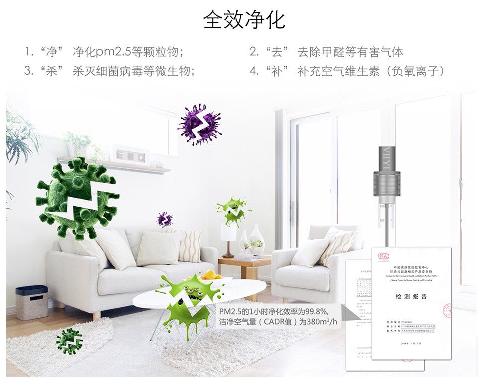 凈化室內(nèi)空氣的得力幫手——薇伊負離子空氣凈化器